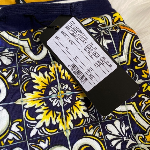 Boys’ Dolce & Gabbana Blue and Yellow Majolica T-Shirt & Shorts - Picture 3 of 6